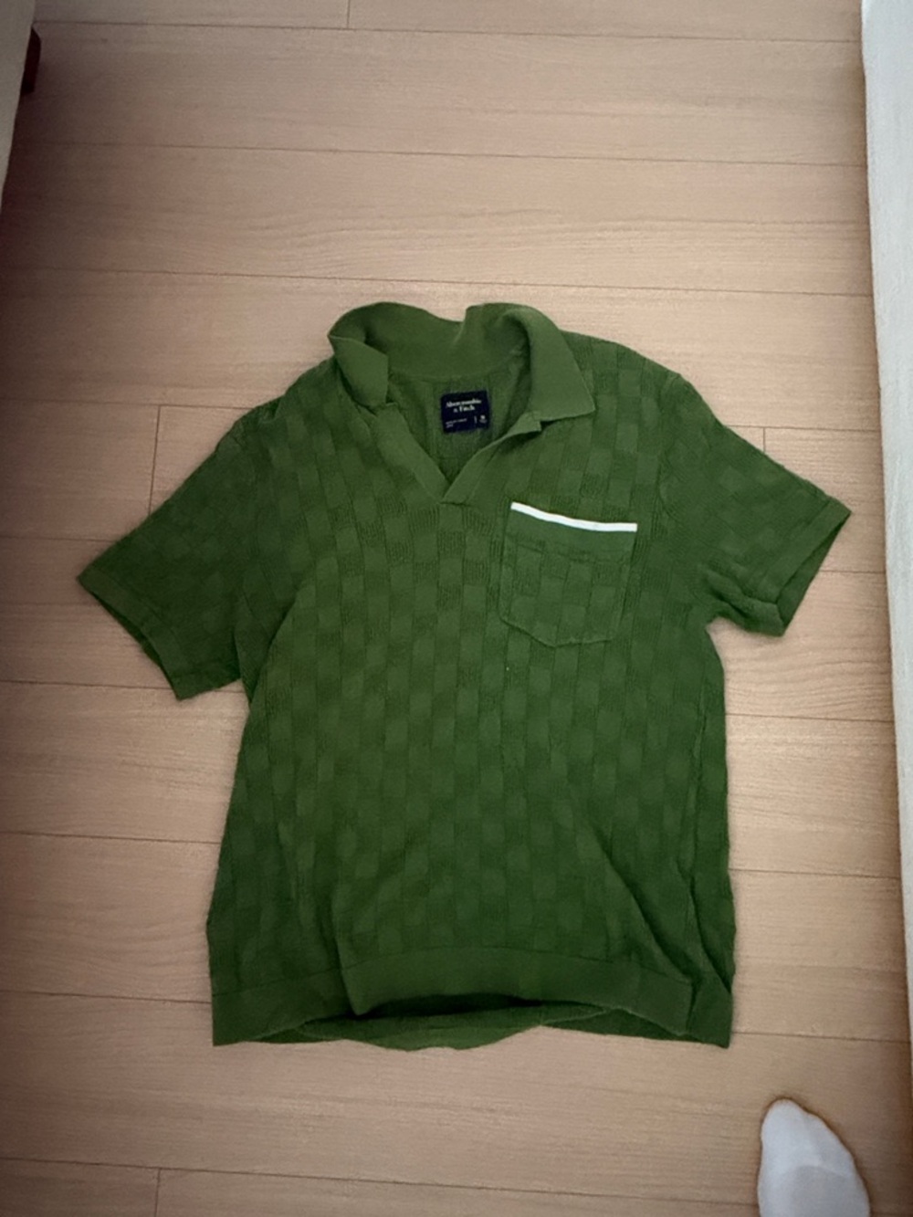 Abercrombie & Fitch Olive Green Short-Sleeve Polo with Chest Pocket